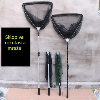 Dječja sklopiva mreža za ribolov od aluminijske legure s trokutastom glavom i integriranom mrežom
