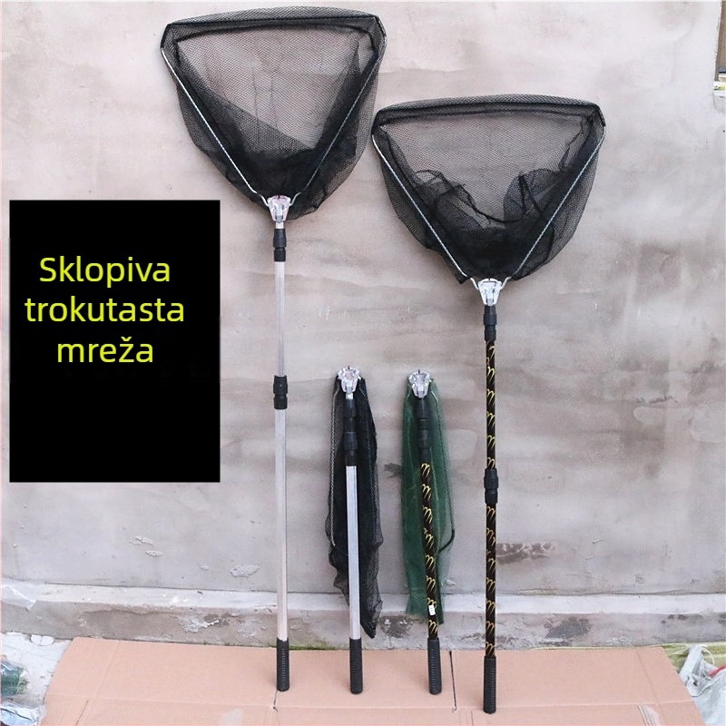 Dječja sklopiva mreža za ribolov od aluminijske legure s trokutastom glavom i integriranom mrežom