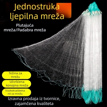 Najlonska mreža za ribolov s tri sloja potopnog dijela i jednoslojnim plutajućim dijelom, viseća mreža za male ribe i šarana
