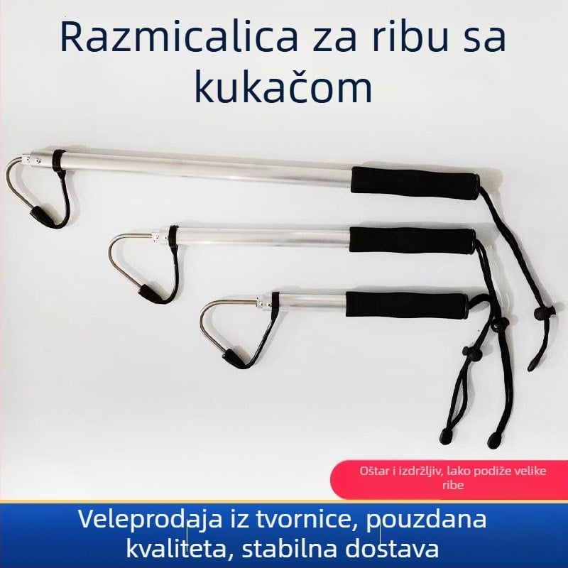 Povlačiva kuka za ribolov – aluminijska smjesa; upotreba: ribolov s čamcem; tip: retraktivan