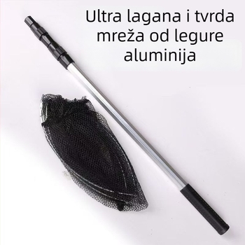Sklopiva mreža za ribolov od aluminijske legure, ultra lagana, s glavom mreže i štapom