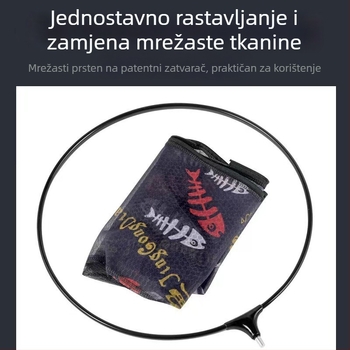 Glava mreže za ribolov od aluminijske legure, s odvojivom mrežom na zip, kompozitna mreža torba, brzo suši, zaštita od zapetljavanja