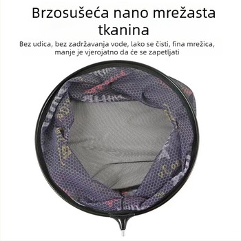 Glava mreže za ribolov od aluminijske legure, s odvojivom mrežom na zip, kompozitna mreža torba, brzo suši, zaštita od zapetljavanja