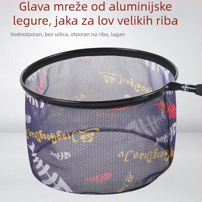 Glava mreže za ribolov od aluminijske legure, s odvojivom mrežom na zip, kompozitna mreža torba, brzo suši, zaštita od zapetljavanja