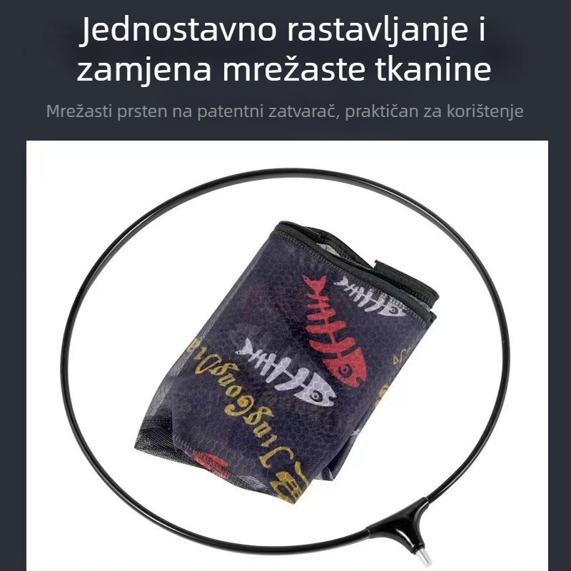 Glava mreže za ribolov od aluminijske legure, s odvojivom mrežom na zip, kompozitna mreža torba, brzo suši, zaštita od zapetljavanja