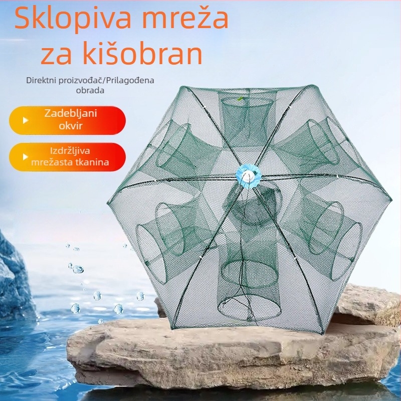 Kavez za škampove s automatski sklopivom kišobran mrežom i ojačanim okvirom