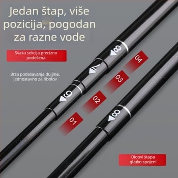 Longshuai karbonski mini prijenosni štap za ribolov, 28‑pozicijski podesivi, ultrakrakt segmentirani štap za ribolov u potoku
