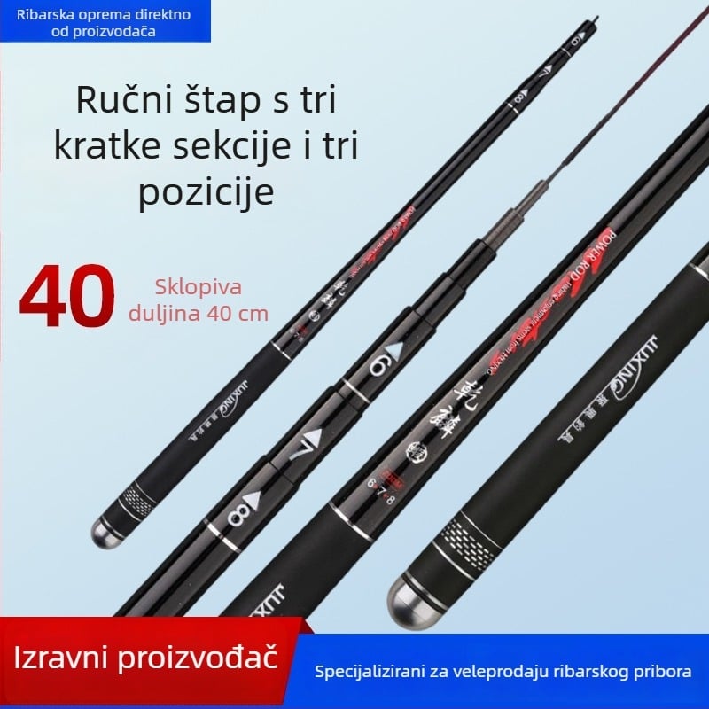 Longshuai karbonski mini prijenosni štap za ribolov, 28‑pozicijski podesivi, ultrakrakt segmentirani štap za ribolov u potoku