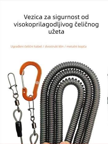 Eucube Retraktibilna anti-gubit užad za štap za ribolov — PU + nehrđajući čelik, automatsko proširenje, za rezervoare