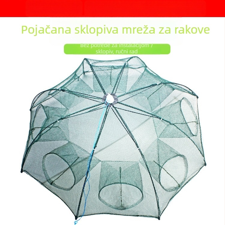 Kavez za škampe od čelične žice s kišobranom – oprema za ribolov