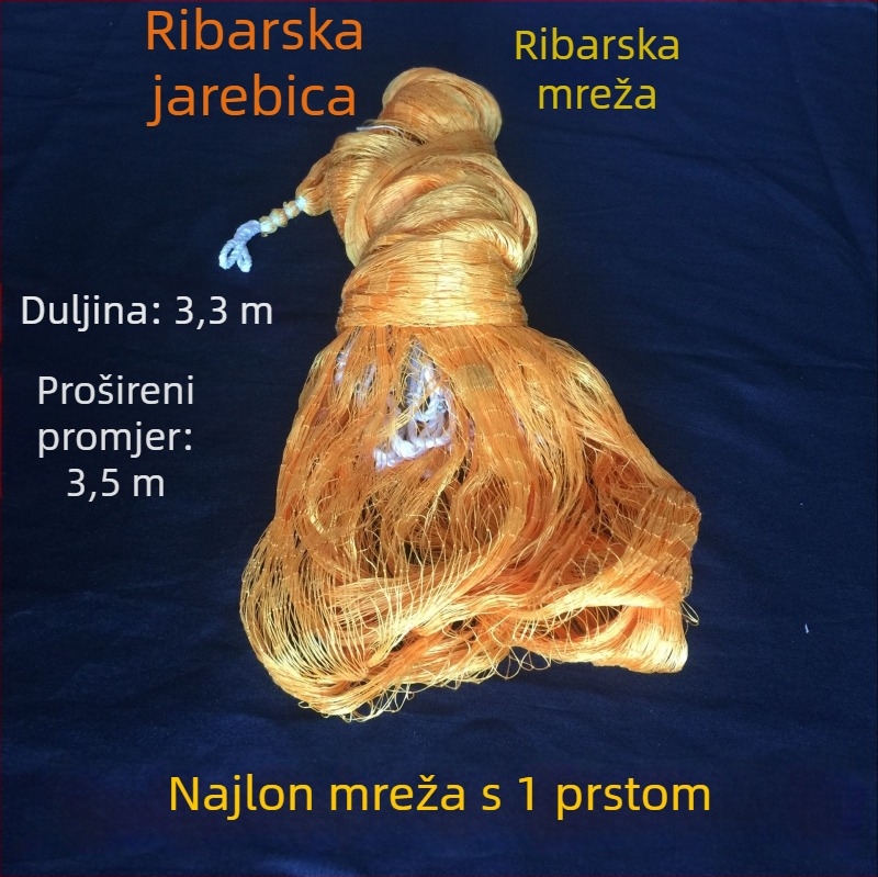 Strojno tkan net za raspršivanje od najlona, mreža za ručno bacanje ili rotirajuća mreža, mreža od najlona sa galvaniziranim željeznim privjeskom, visina 3,3 m