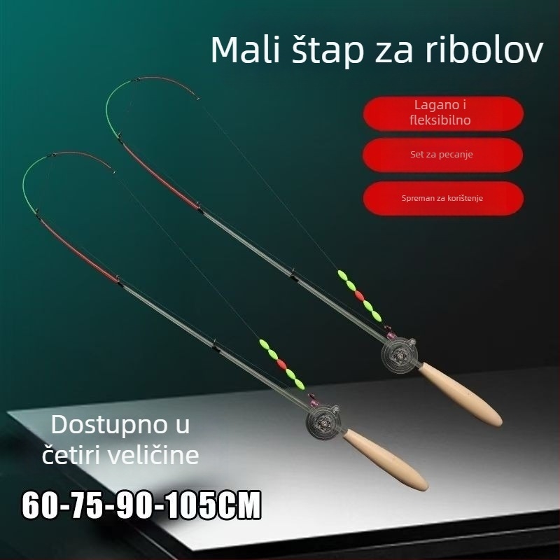 Mini set za djecu za ribolov s štapom i kolutom, prijenosni set s mekanim mamcem od kozica