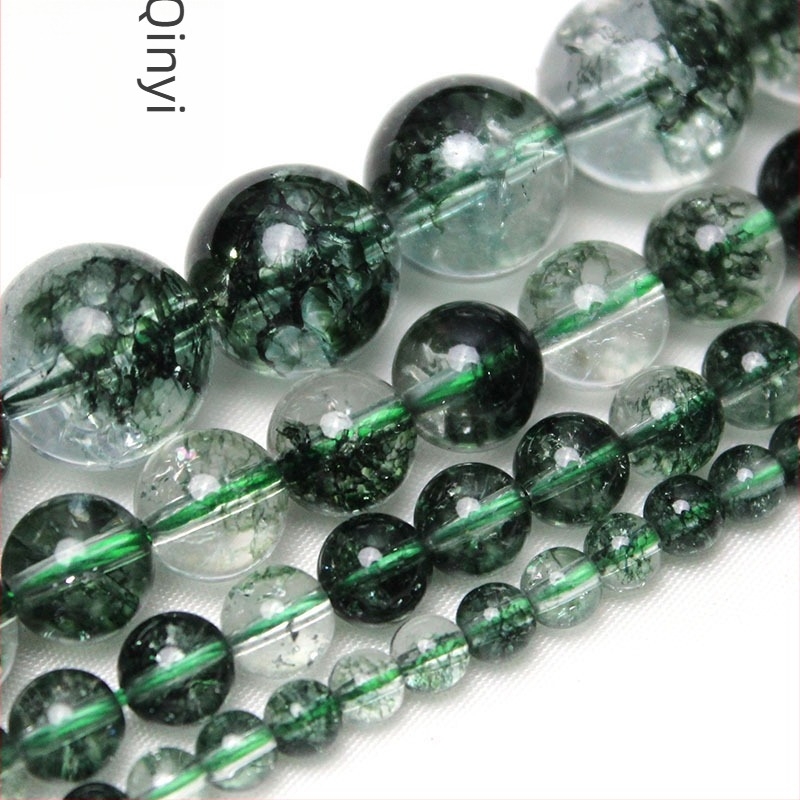 Green Ghost Crystal okrugle perle za DIY nakit – 4-10 mm, polugotove perle za narukvice i ogrlice