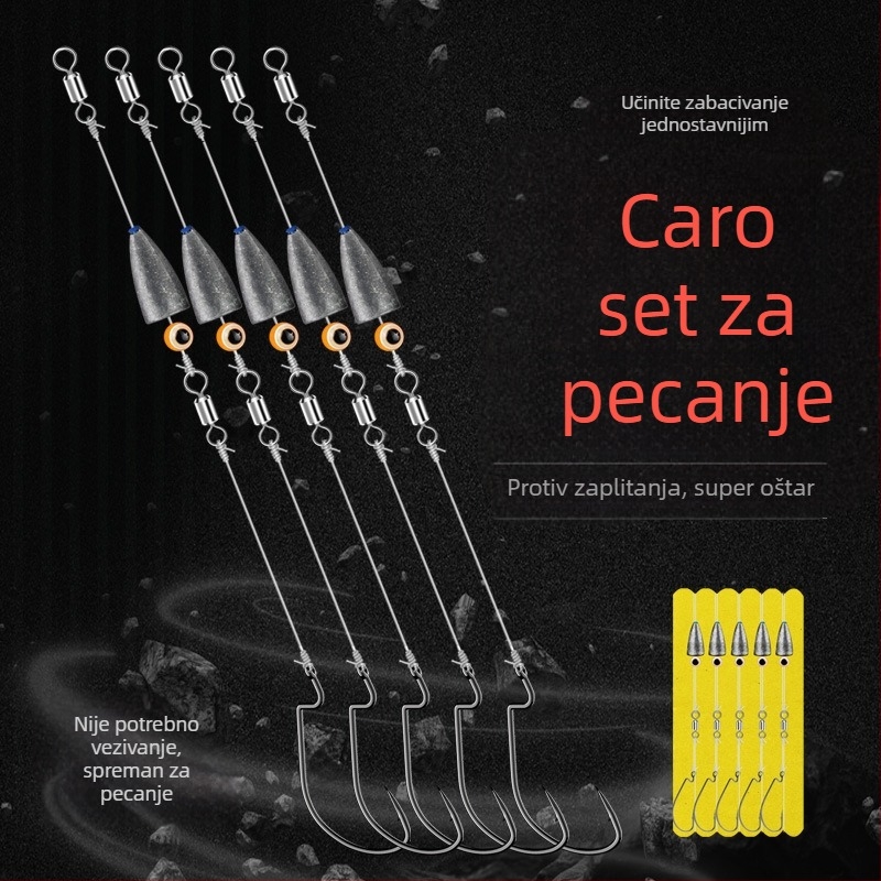 Carlo set za ribolov: gotova linija za mamce, udice i kuglične težine