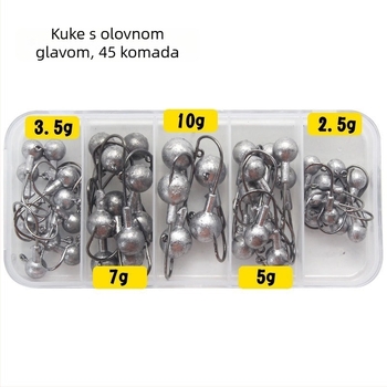 Wanhe set od 45 kuka s olovnom glavom – kutija za opremu za ribolov, sintetički materijali, za jezero i more