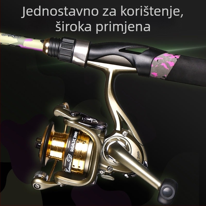 Hasda Set dugih štapova za varalice — izuzetno čvrst karbonski materijal, ručka tip pištolja i ravna ručka, kolut oblika kapljice vode