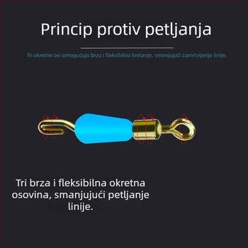 Silikonski anti-zamotavanje brzi klip za podliniju s konektorom i prstenom u obliku osmerokuta za ribolovne pribore