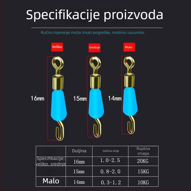 Silikonski anti-zamotavanje brzi klip za podliniju s konektorom i prstenom u obliku osmerokuta za ribolovne pribore