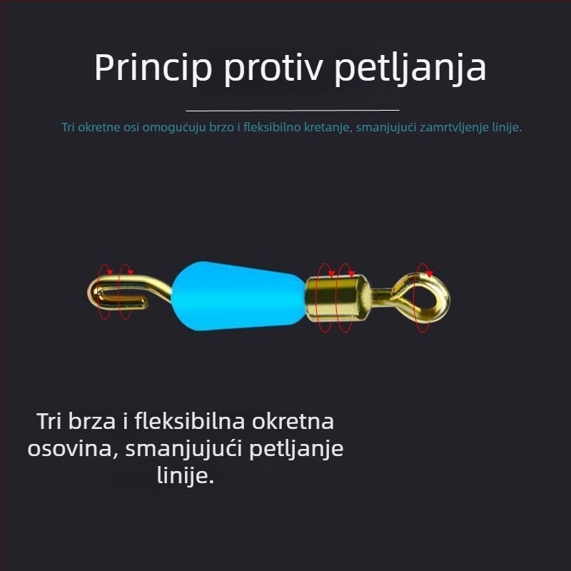 Silikonski anti-zamotavanje brzi klip za podliniju s konektorom i prstenom u obliku osmerokuta za ribolovne pribore
