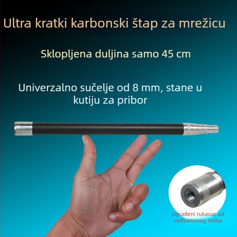 Ultra-kratka teleskopska štapa za mrežu za ribolov s glavom protiv rotacije, vlakna stakla XS2208 – komplet jedne šipke