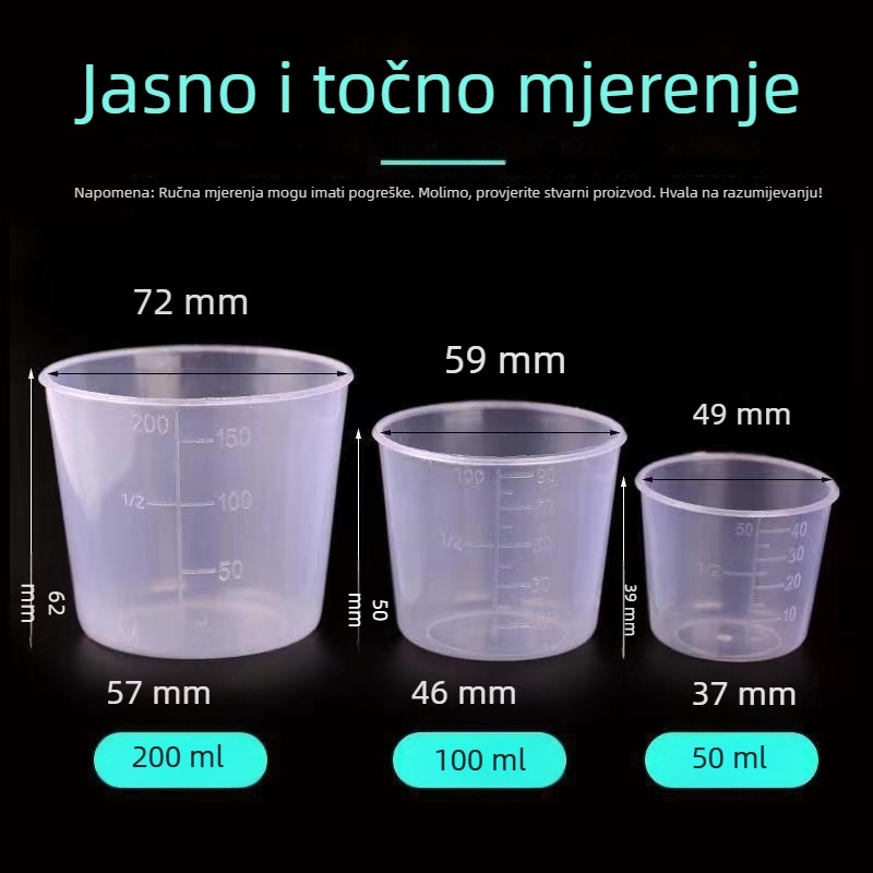 Ribolovna mjerni čašica, trodijelni set, tvrde plastike, čašica za mamce s mjernom skalom