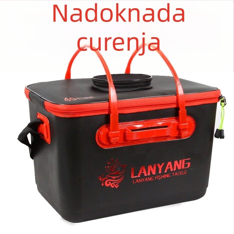 Monolitna posuda za žive ribe za ribolov, četvrtaste forme, s prozorom za svjetlo i dišućom EVA vrećom za ribe, ne savija se