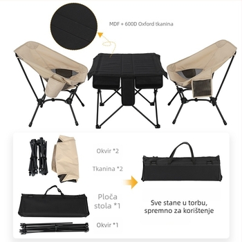 3-dijelni set: sklop stol i stolice za vanjsku upotrebu s okvirom od željeznih cijevi, uključuje jedan stol i dva kvadratna stolca, dimenzije 55×54×65 cm, sklopivo