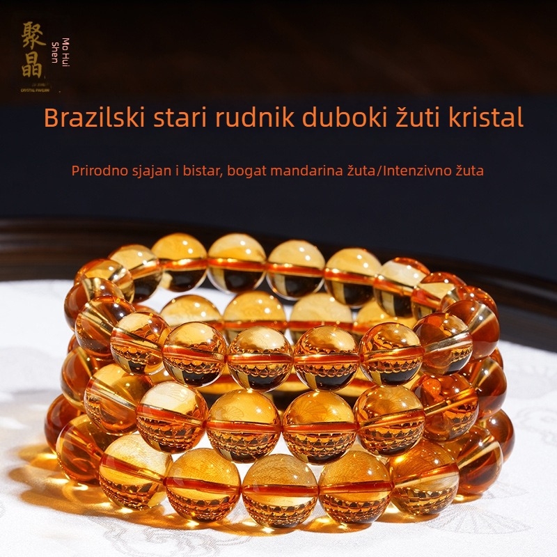 Perle od citrina, 7A razred, intenzivno žuta, okrugle, labave perle, poliproizvodi za DIY nakit