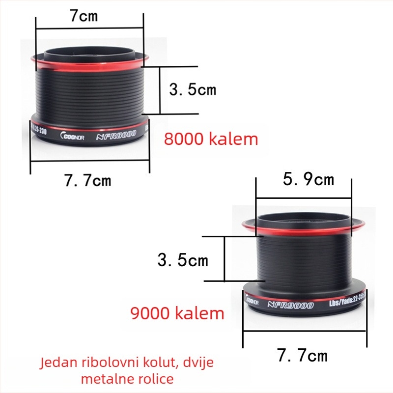 KINO NFR9000+8000 potpuno metalni spining kolut s dvostrukim sustavom kočenja i dvostrukom špulpom za dvije linije