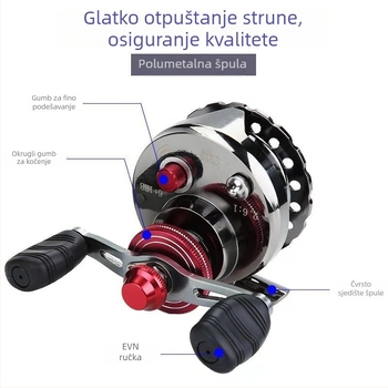 Raft ribolovni kolut, ultra kratki spinner, metalna konstrukcija