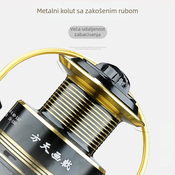 Potpuno metalna spining mašinica za ribolov s obale i stijena, dugi domet bacanja, set opreme za mamce
