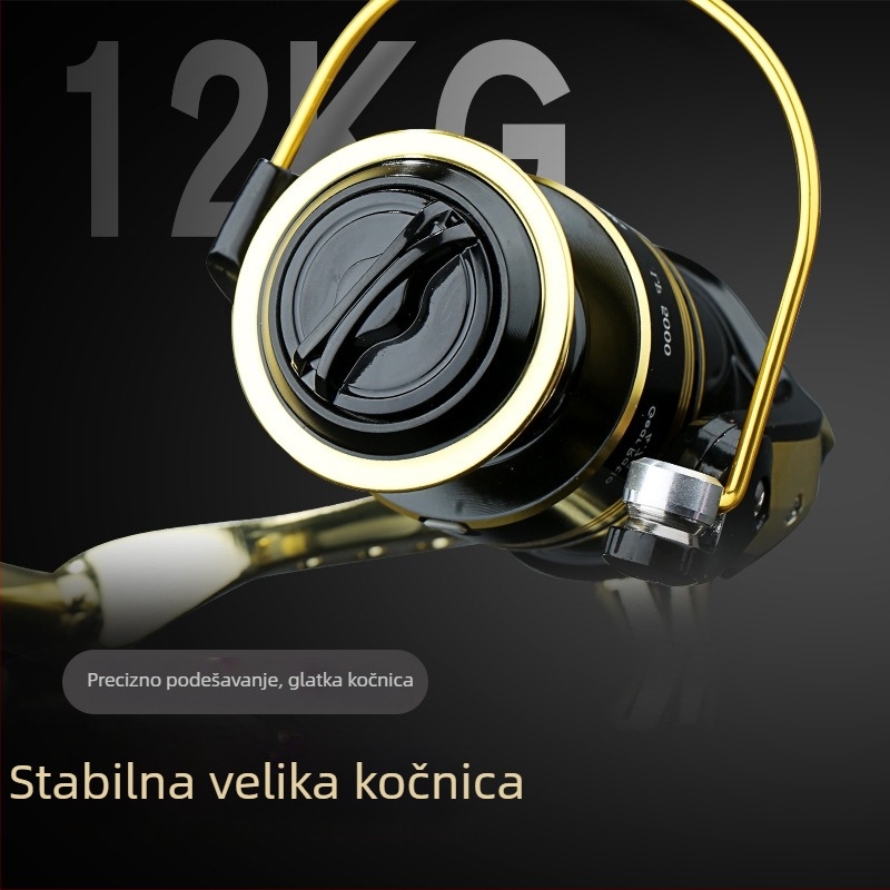 Potpuno metalna spining mašinica za ribolov s obale i stijena, dugi domet bacanja, set opreme za mamce