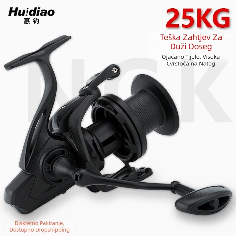 Mulineta za spinning, potpuno metalna, bez praznina, s prednjom kočnicom, nagnutim nehrđajućim čeličnim rukohvatom za stijenski ribolov