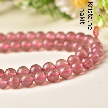 Koraljke od kristala jagode za DIY nakit – okrugle, poluproizvodi, polirani