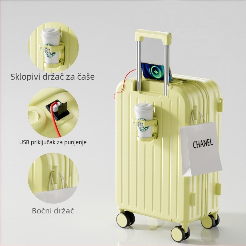 Kufer ABS/PC s zatvaračem, ultra lagan, otporan na habanje, protiv krađe, prikladan za let, univerzalni kotači, težina 2,8 kg.