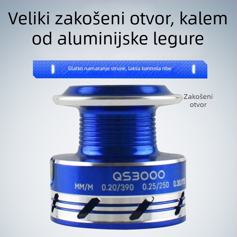 Spinning kolut za ribolov s aluminijskim uloškom linije, kućište od visoko otpornih najlona, za dugačka bacanja