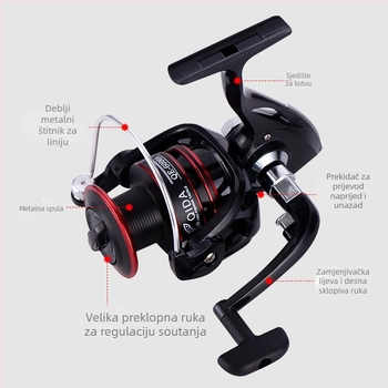 Mulineta za spinning, cjelovito metalna konstrukcija, Line Cup, Fish Hunter, dugotrajno bacanje, 100 komada u pakiranju