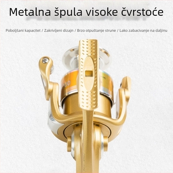  Metalna mulinica za ribolov s ultradugim dometom bacanja, zamjenjivi lijevi/desni kotačić za mamce, novi model, zaštita od kidanja linije, elektroplatirana posuda za liniju
