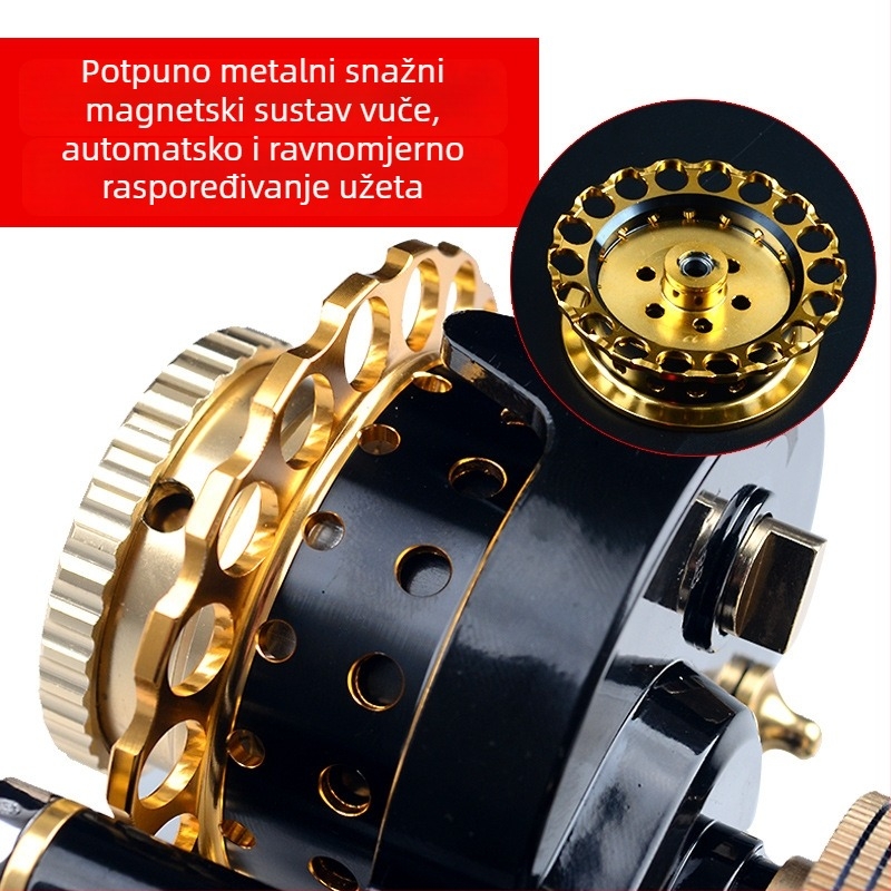 Ribolovni kolut s magnetskim kočnicom, mikro olovne težine i sporo spuštanje jednim pritiskom gumba
