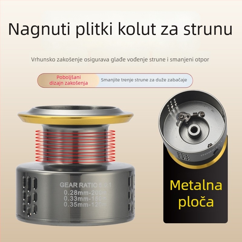 Kemeilong spinning kolut s CNC metalnom ručkom i metalnom špulom