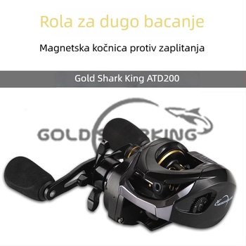 Golden Shark King špining kolut – ultra dugačak hod, anti-backlash, za sve vode, potpuno metalni, magnetska kočnica