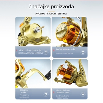 Prilagođeni elektroplatinirani navijač za spinning s preklopnim ramenom i plastičnim glavom