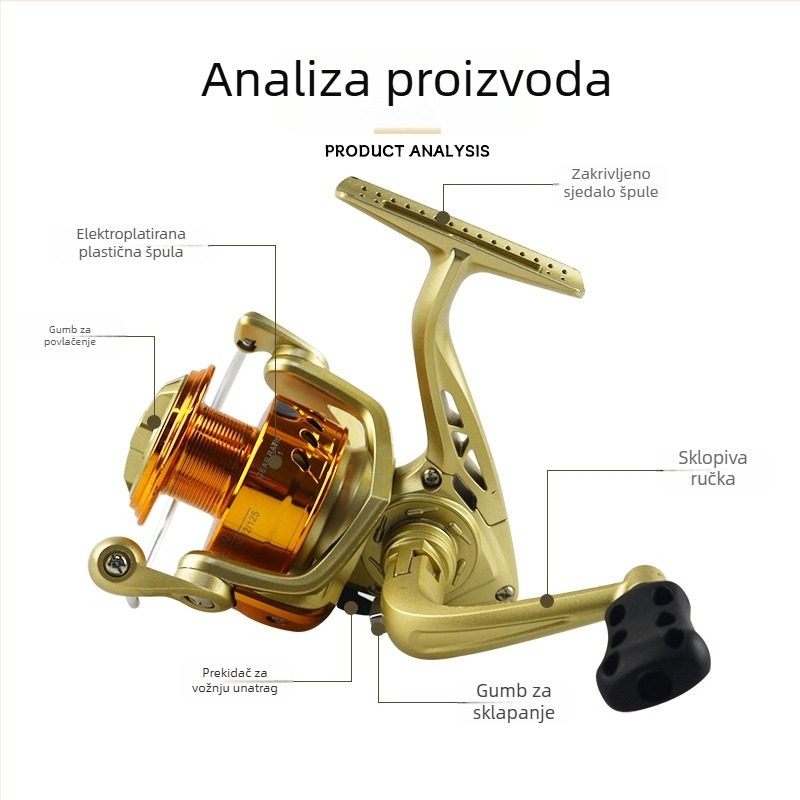 Prilagođeni elektroplatinirani navijač za spinning s preklopnim ramenom i plastičnim glavom