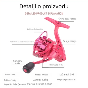 HK1000 spinning kolut s rezom pod kutom, metalni spremnik za najliju liniju, lagan, glatko bacanje