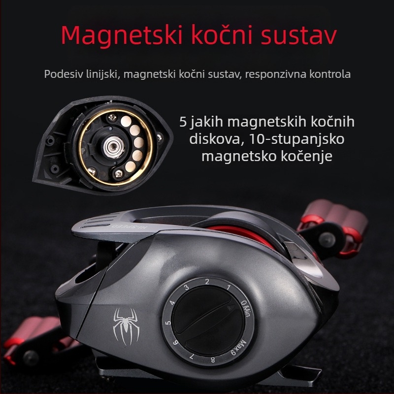Metalna kapkovita mulinica za ribolov s magnetsko-centrifugalnim dvostrukim kočnicama za daleka bacanja
