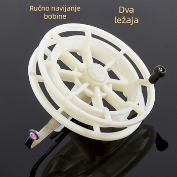Potpuno plastična ručna kolutnica za navijanje na ribolovnoj mašini — dvostruki ležajevi, dodatak za štap