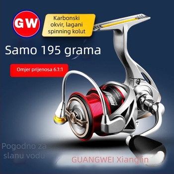 Guangwei GW Xianglin karbonska spinning mulinica – ultralekana za duge bacaje, 800 serija, zamjenjiva lijeva/desna drška
