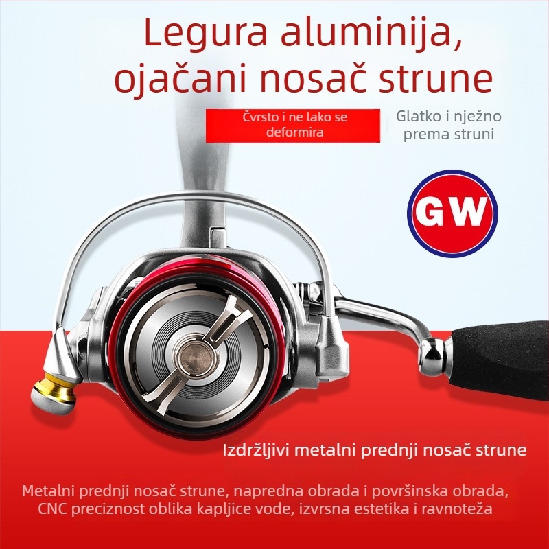 Guangwei GW Xianglin karbonska spinning mulinica – ultralekana za duge bacaje, 800 serija, zamjenjiva lijeva/desna drška