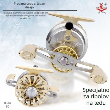 Ant King Xuan 50 navijak za ledeni ribolov, potpuno aluminijsko tijelo, šuplja špula, visoka brzina
