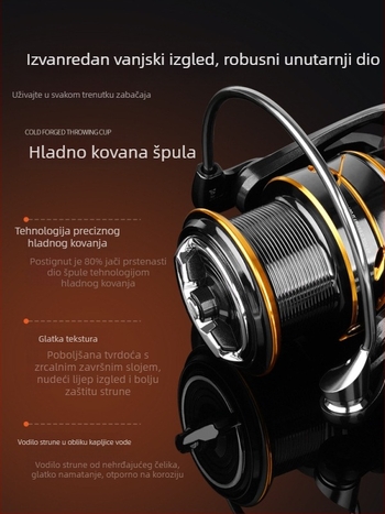 Spinning kolut za slanu vodu, otporan na koroziju, metalno tijelo, ugrađeni dizajn, bez lufta